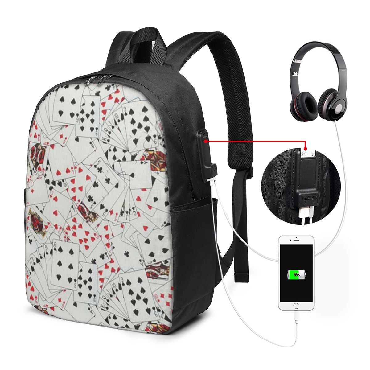 Travel Bags - Рюкзак с принтом игральных карт и