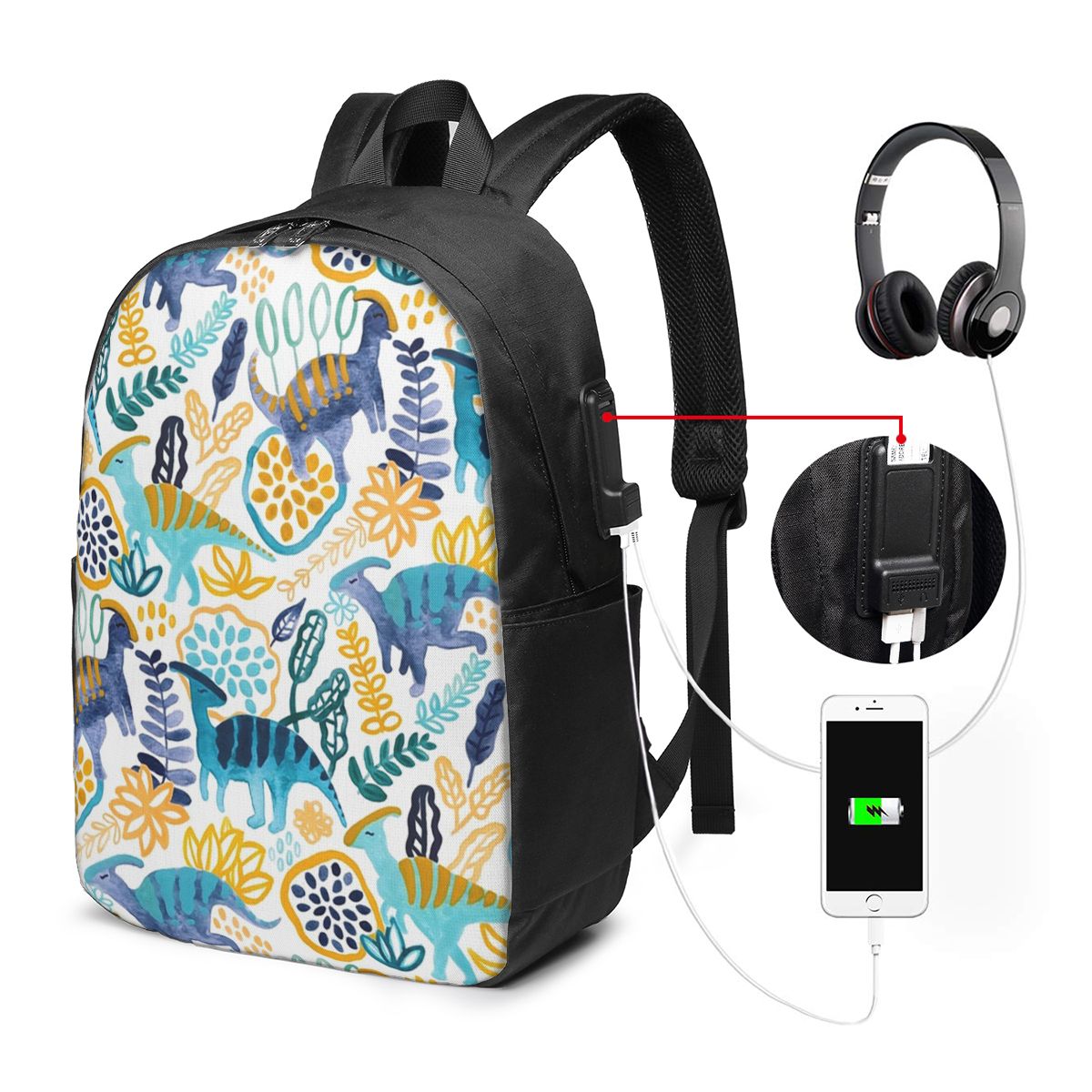 Travel Bags - Рюкзак Gouache Parasaurolophuses, дорожная сумка для